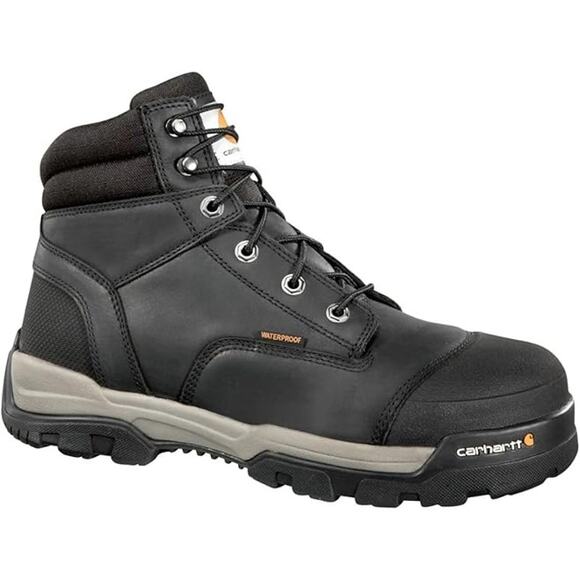 Carhartt Men's 10.5 Black Ground Force 6" Work Boots Waterproof Comp Toe LB4-12 - Picture 1 of 7